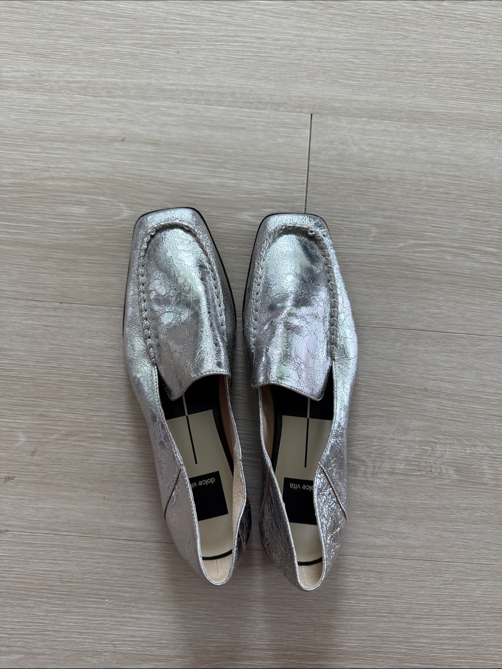Dolce Vita Metallic Silver Leather Loafers
